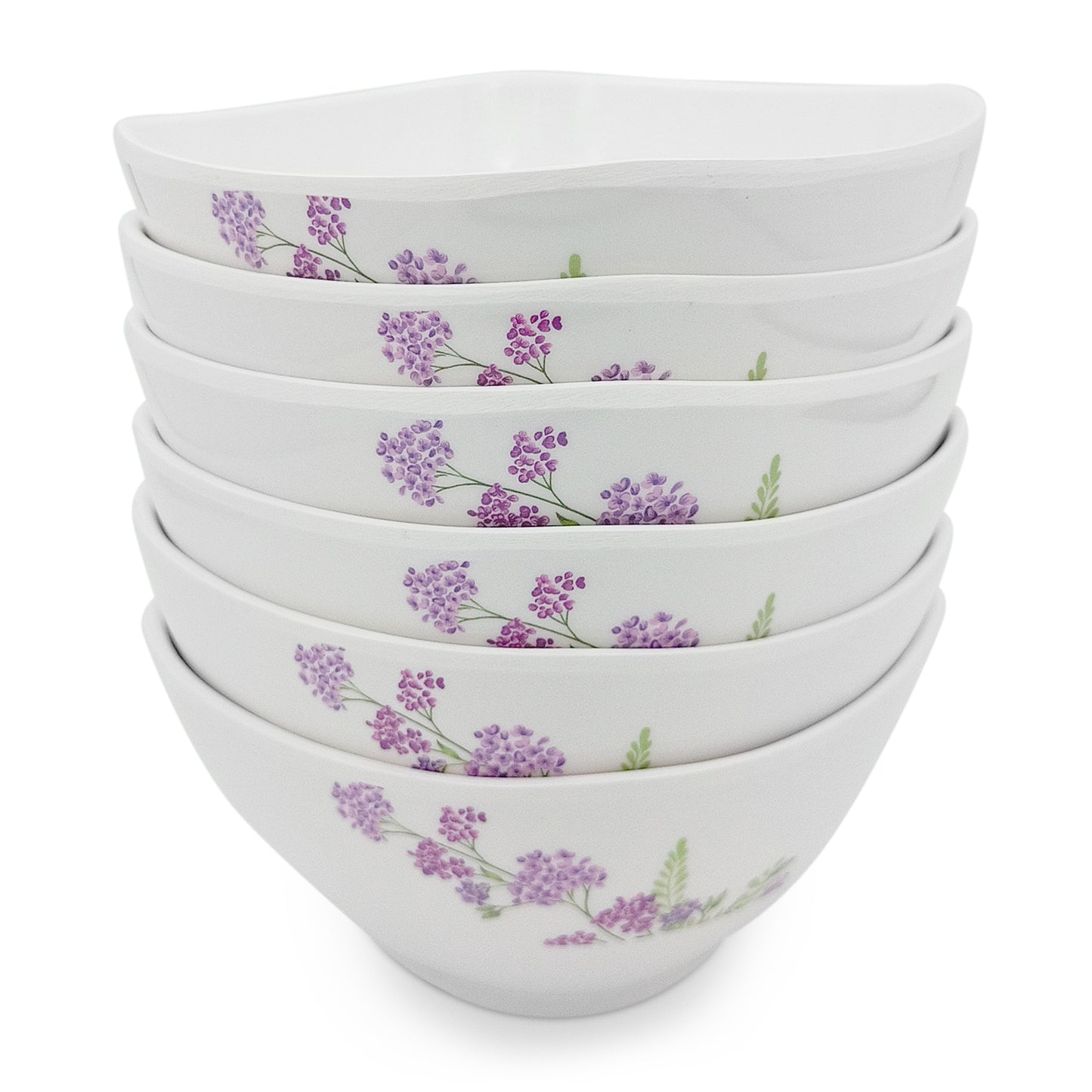SUPERWARE | Pure Melamine | Bowl Set - Lilac Flower 4" | 6 Nos. | Stain Free, Glazed Finish