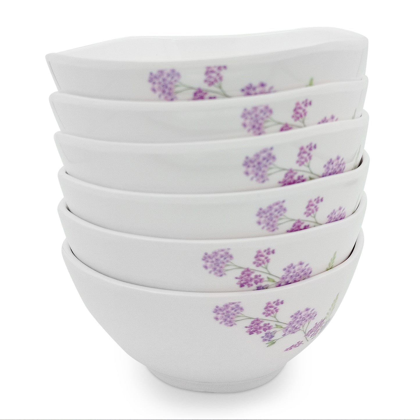 SUPERWARE | Pure Melamine | Bowl Set - Lilac Flower 4" | 6 Nos. | Stain Free, Glazed Finish
