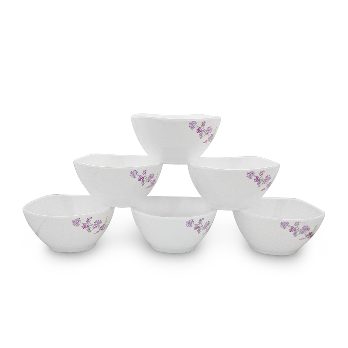 SUPERWARE | Pure Melamine | Bowl Set - Lilac Flower 4" | 6 Nos. | Stain Free, Glazed Finish