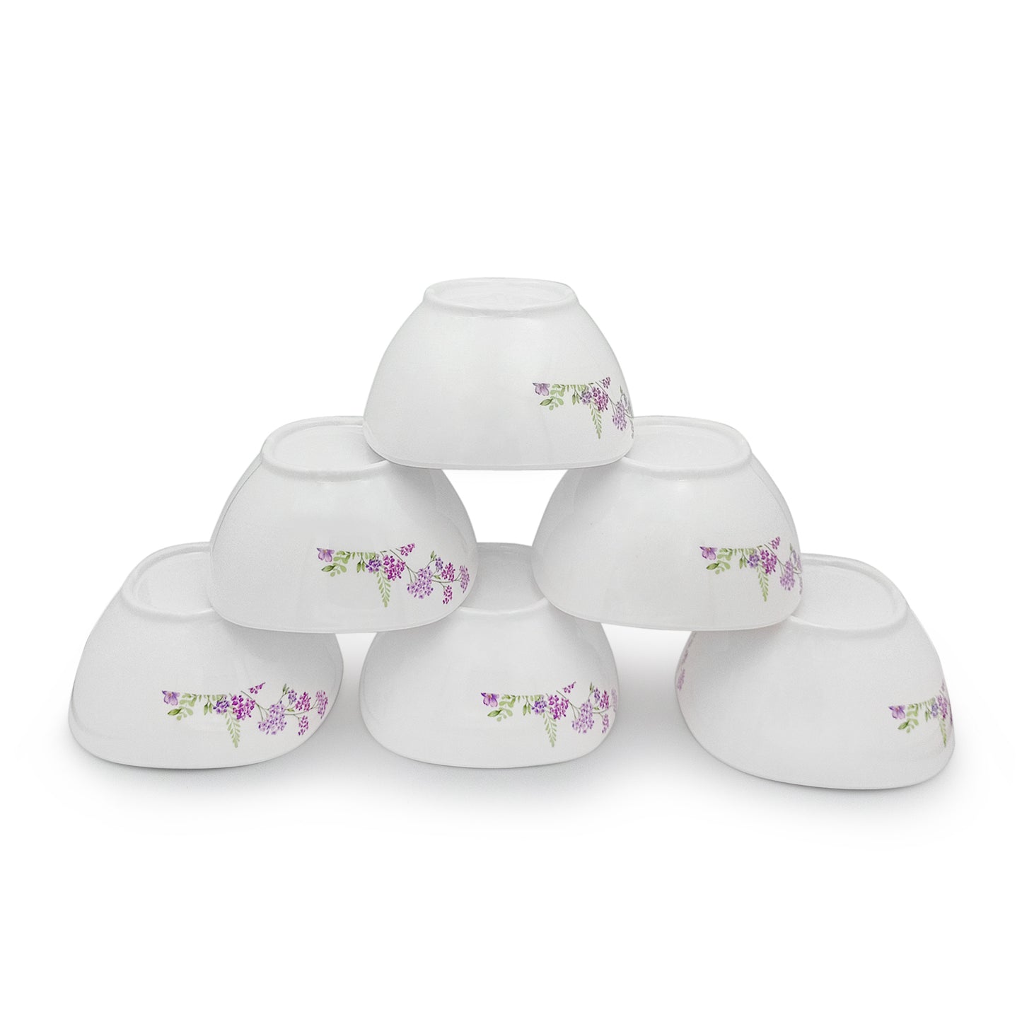 SUPERWARE | Pure Melamine | Bowl Set - Lilac Flower 4" | 6 Nos. | Stain Free, Glazed Finish