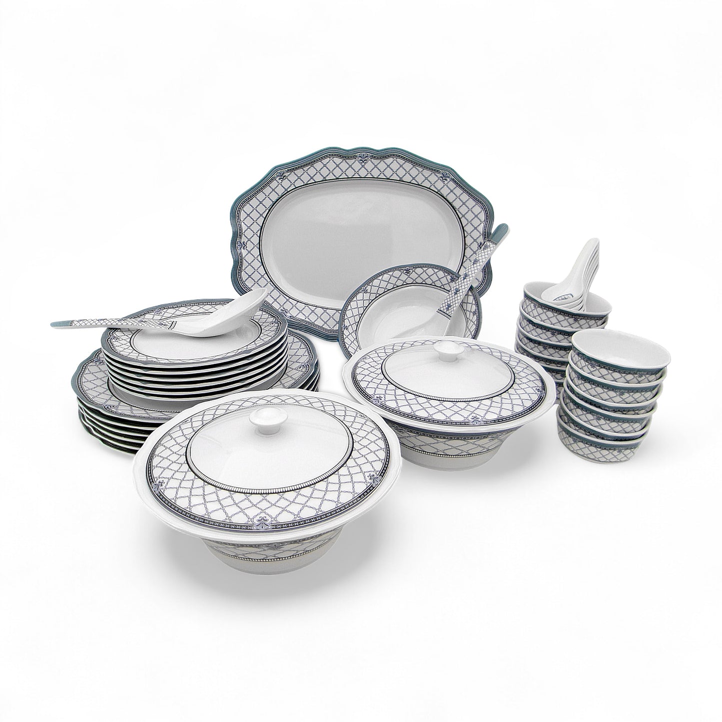 SUPERWARE | Pure Melamine | Dinner Set - Gardenia Luxe | Set Of 38 Pcs. | Stain Free, Glazed Finish