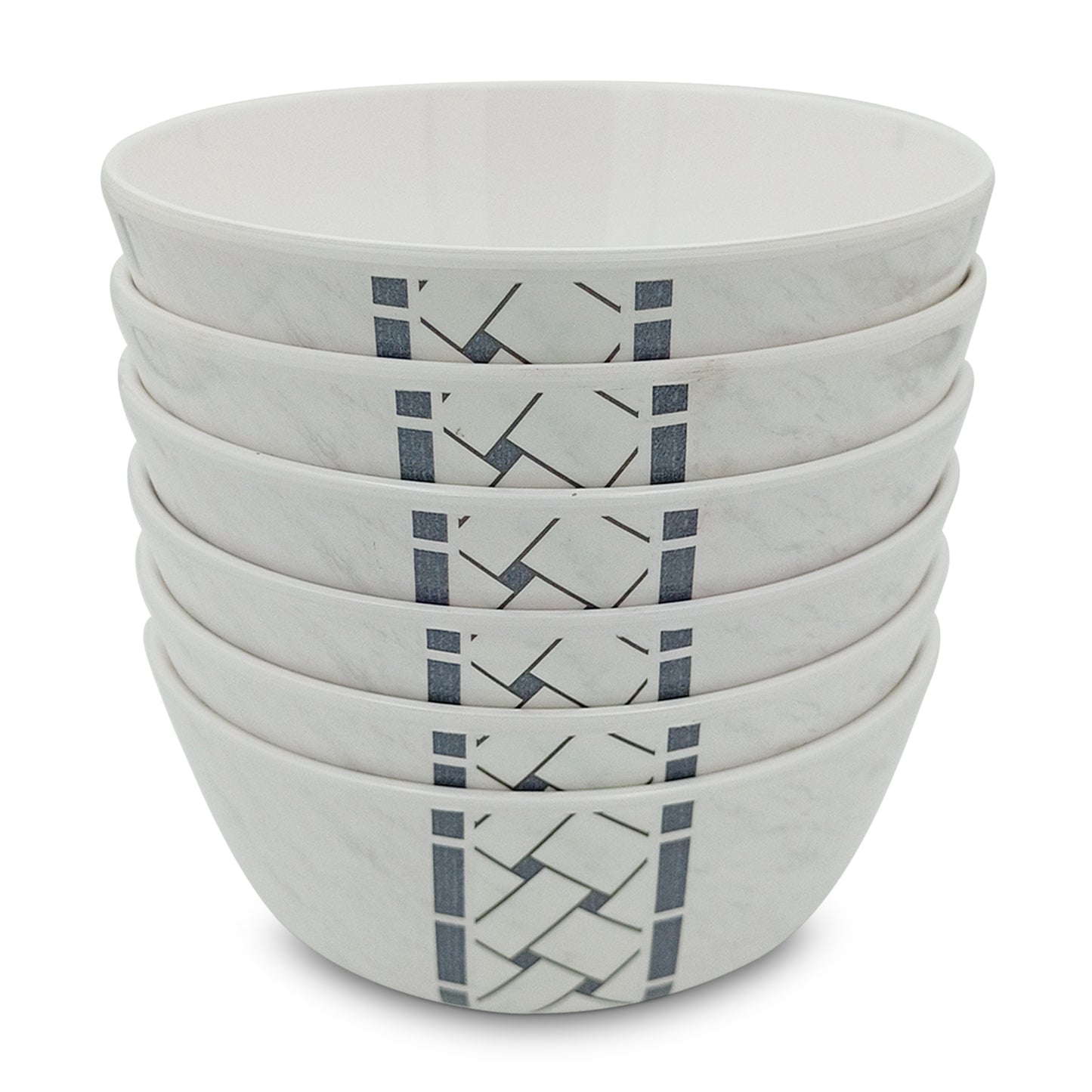 SUPERWARE | Pure Melamine | Bowl Set - Marbo Stitch 4" | 6 Nos. | Stain Free, Glazed Finish