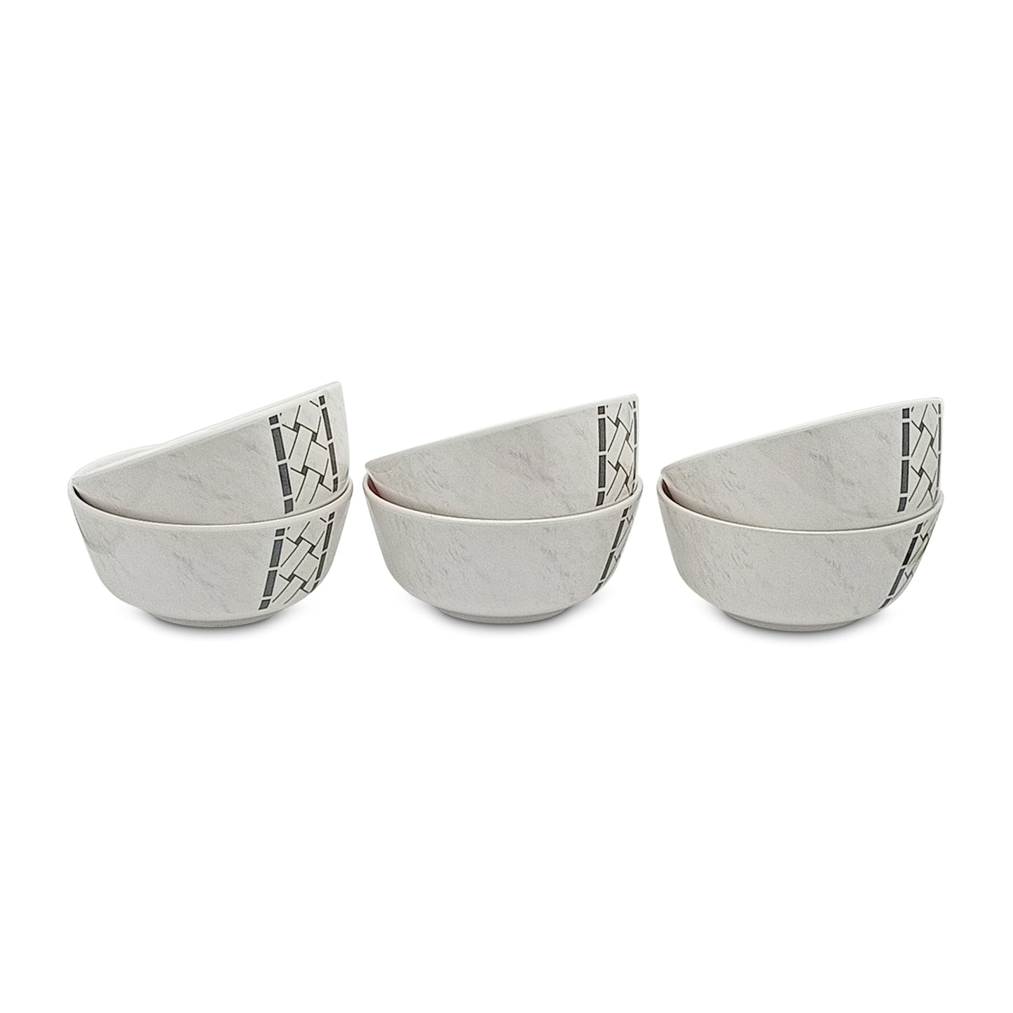 SUPERWARE | Pure Melamine | Bowl Set - Marbo Stitch 4" | 6 Nos. | Stain Free, Glazed Finish