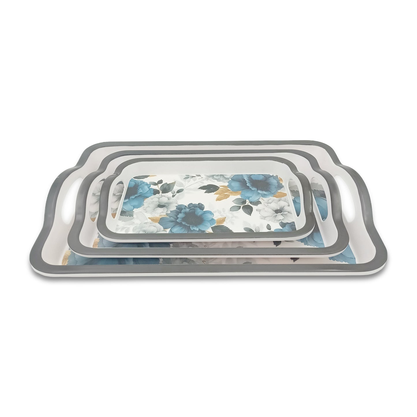SUPERWARE | Pure Melamine | Matrix Tray Set - Bloom | Set Of 3 Pcs.| Stain Free, Glazed Finish