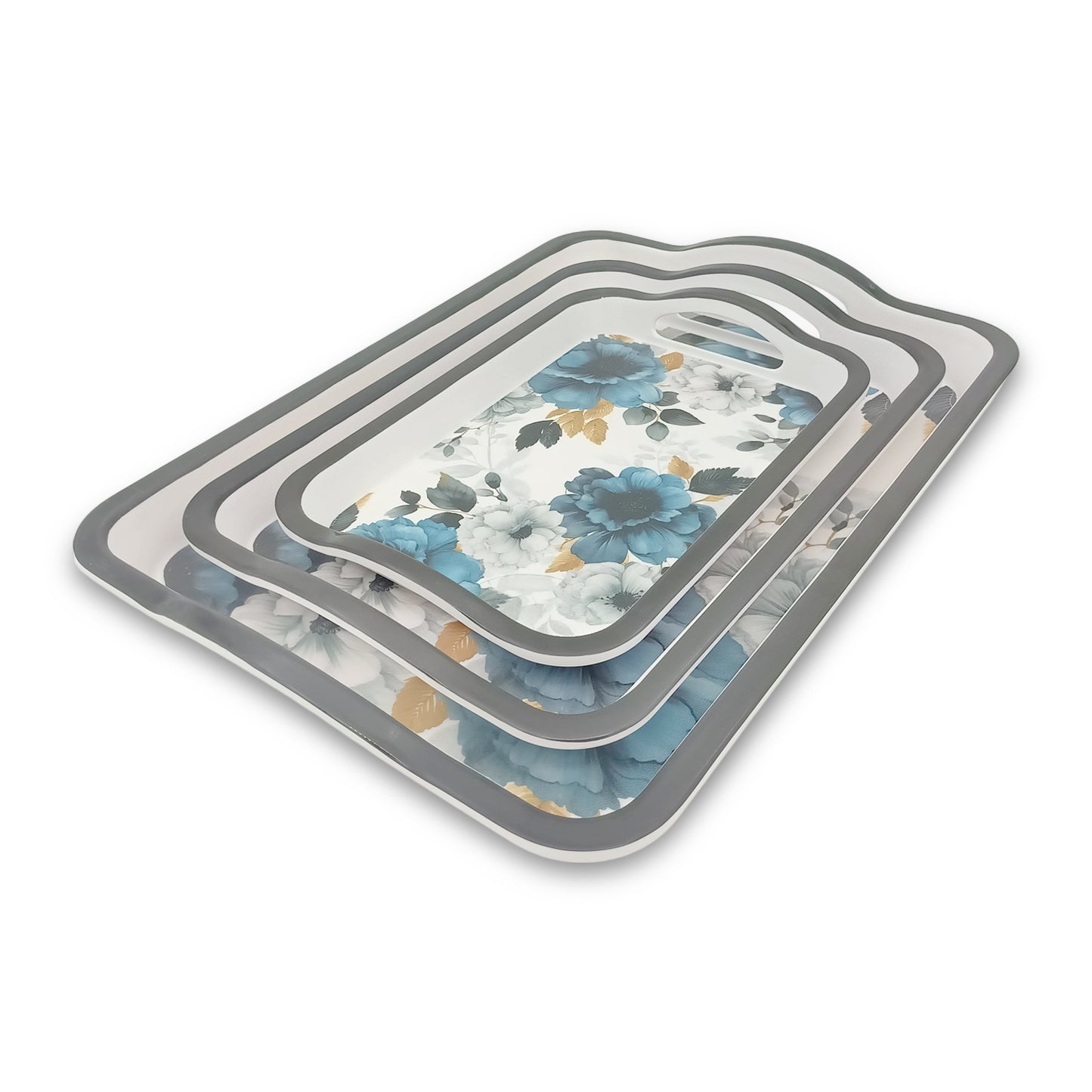 SUPERWARE | Pure Melamine | Matrix Tray Set - Bloom | Set Of 3 Pcs.| Stain Free, Glazed Finish