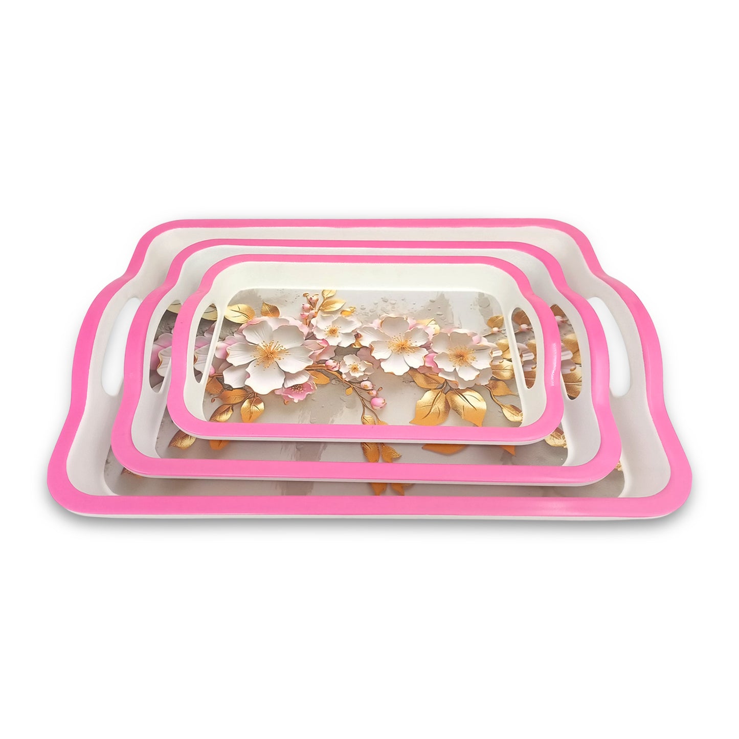 SUPERWARE | Pure Melamine | Matrix Tray Set - Petala | Set Of 3 Pcs.| Stain Free, Glazed Finish