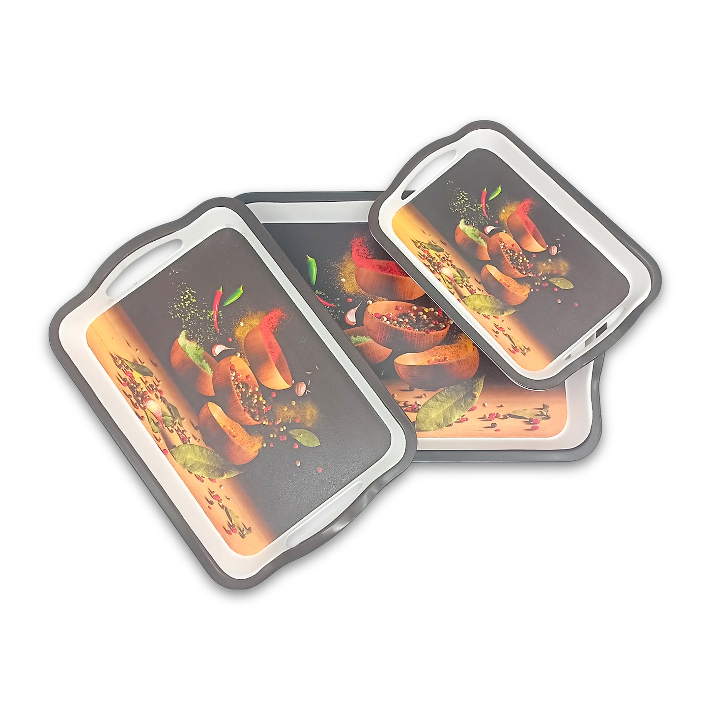 SUPERWARE | Pure Melamine | Matrix Tray Set - Zest | Set Of 3 Pcs.| Stain Free, Glazed Finish