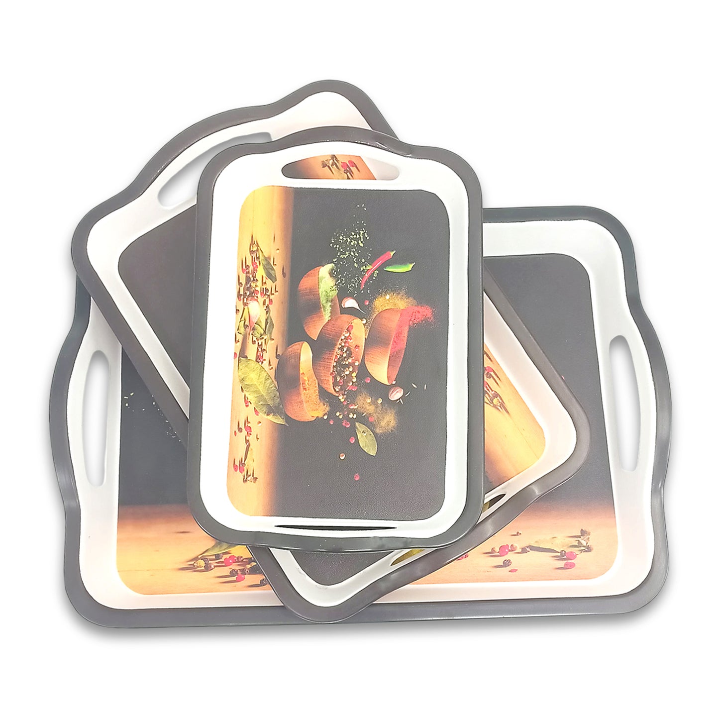 SUPERWARE | Pure Melamine | Matrix Tray Set - Zest | Set Of 3 Pcs.| Stain Free, Glazed Finish
