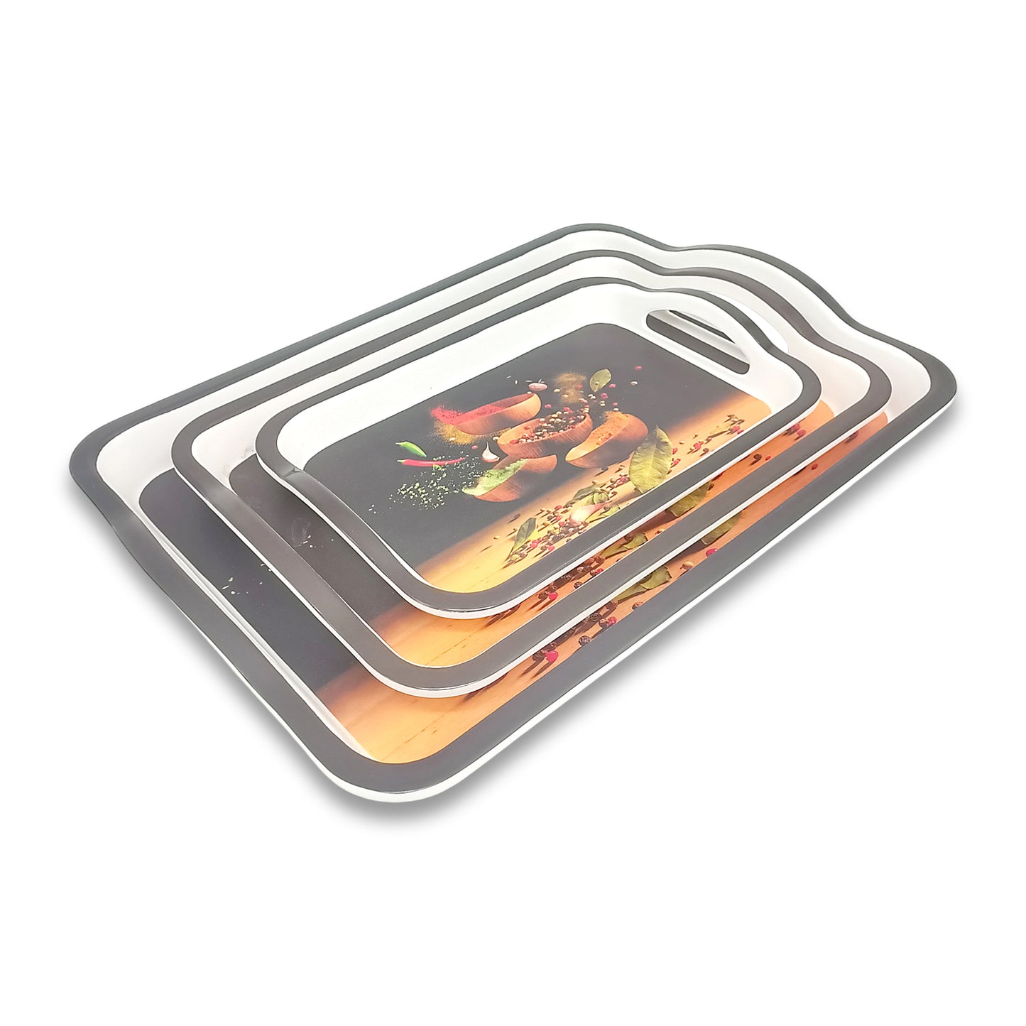 SUPERWARE | Pure Melamine | Matrix Tray Set - Zest | Set Of 3 Pcs.| Stain Free, Glazed Finish