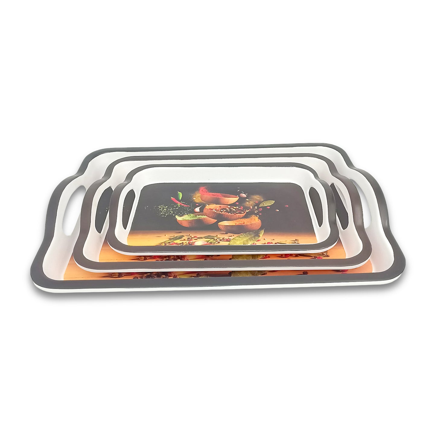 SUPERWARE | Pure Melamine | Matrix Tray Set - Zest | Set Of 3 Pcs.| Stain Free, Glazed Finish