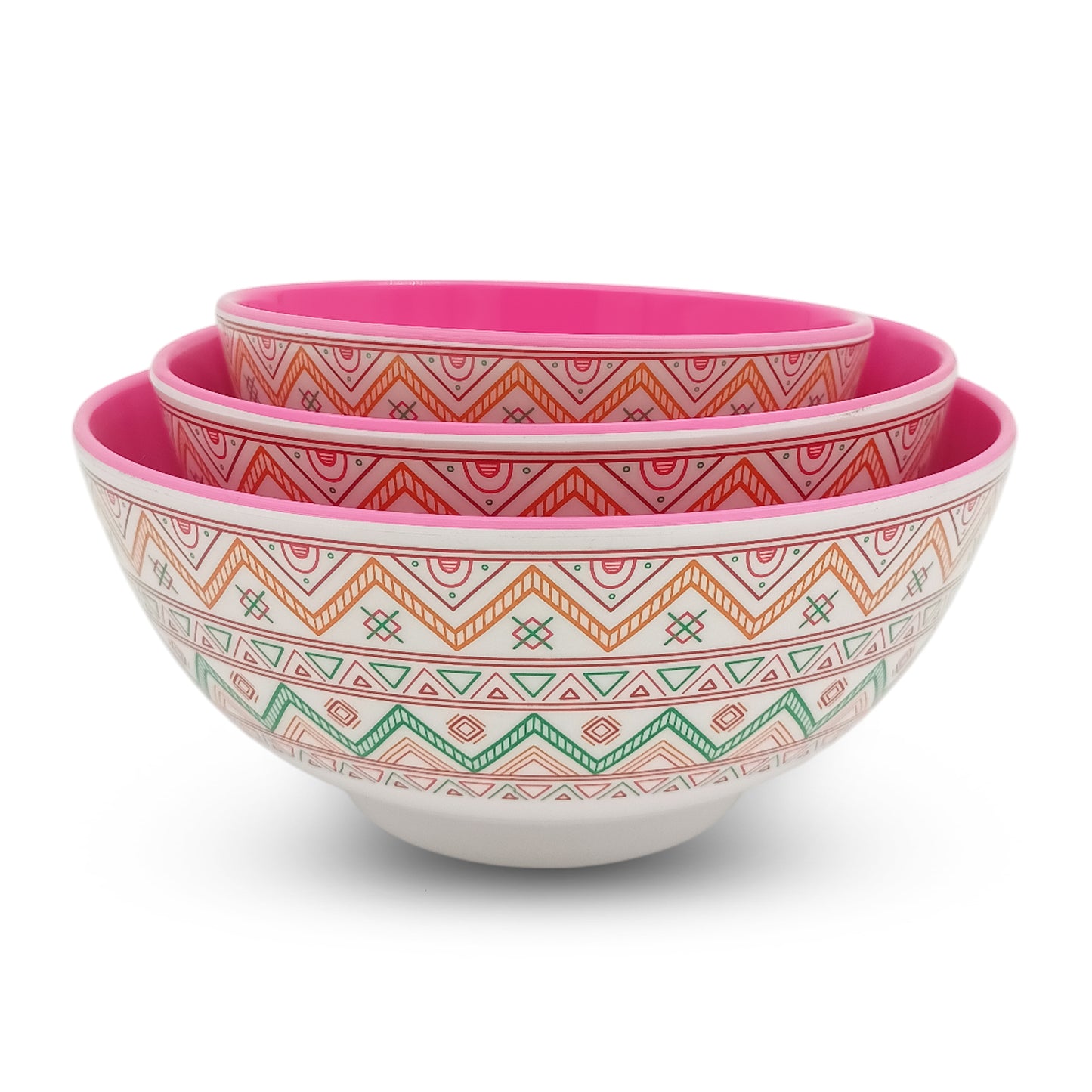 SUPERWARE | Pure Melamine | Snack Bowl Set - Two Tone MONTE-PINK | Set of 3 Pcs. | Stain Free, Glazed Finish