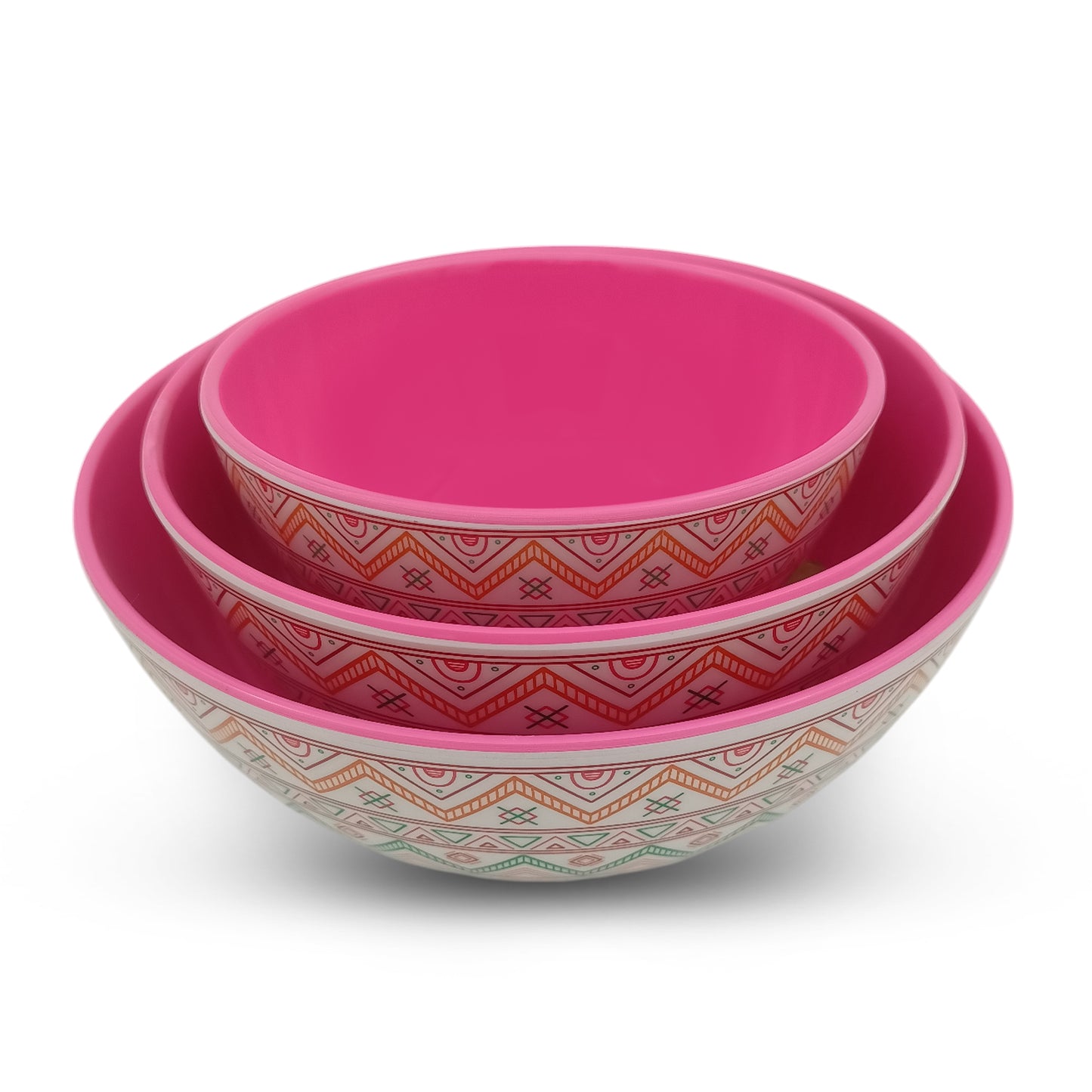 SUPERWARE | Pure Melamine | Snack Bowl Set - Two Tone MONTE-PINK | Set of 3 Pcs. | Stain Free, Glazed Finish