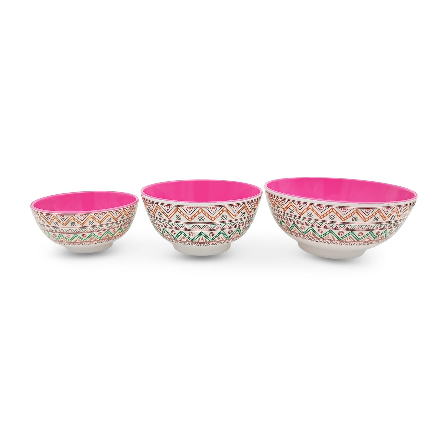 SUPERWARE | Pure Melamine | Snack Bowl Set - Two Tone MONTE-PINK | Set of 3 Pcs. | Stain Free, Glazed Finish
