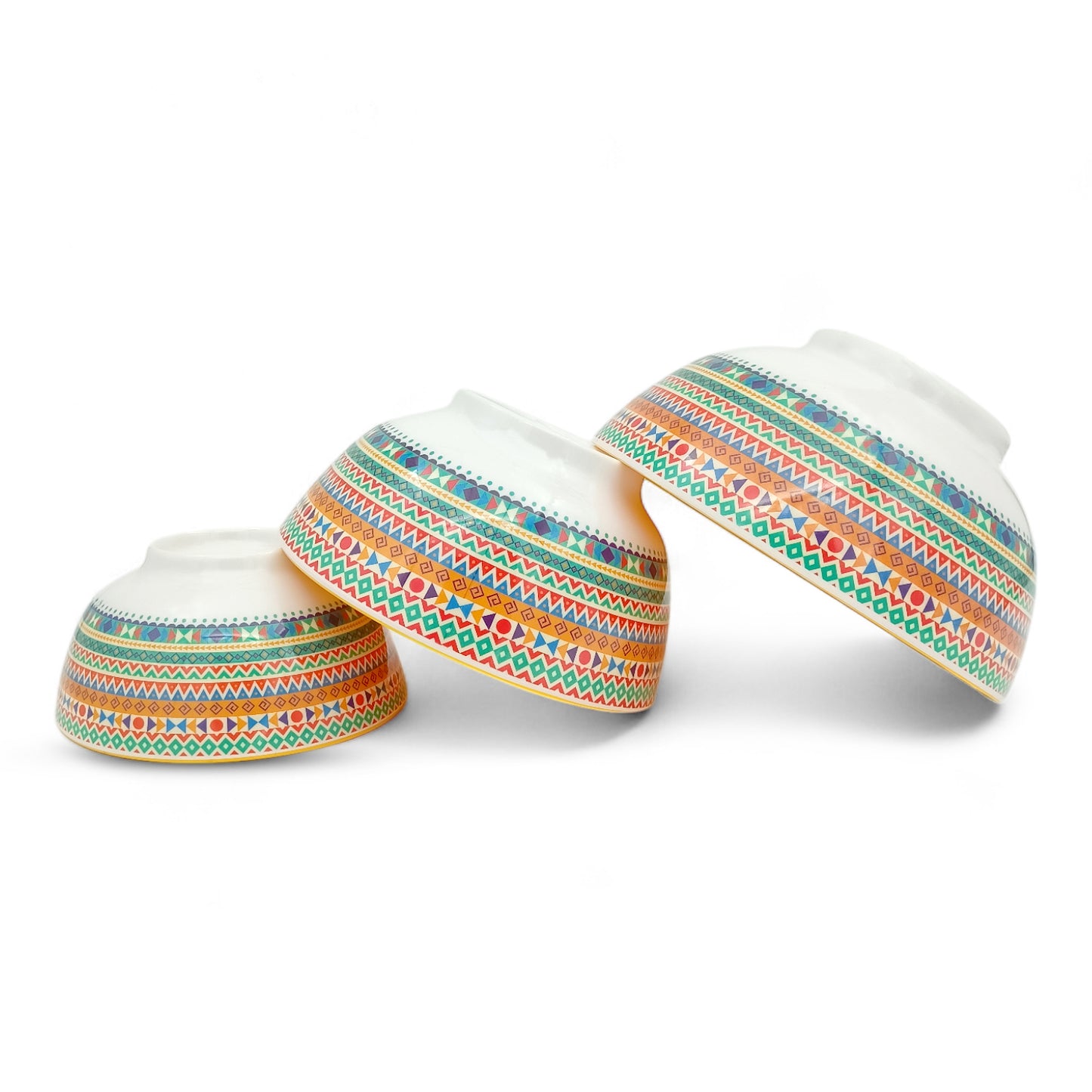 SUPERWARE | Pure Melamine | Snack Bowl Set - Two Tone TRIANGLE-YELLOW | Set of 3 Pcs. | Stain Free, Glazed Finish
