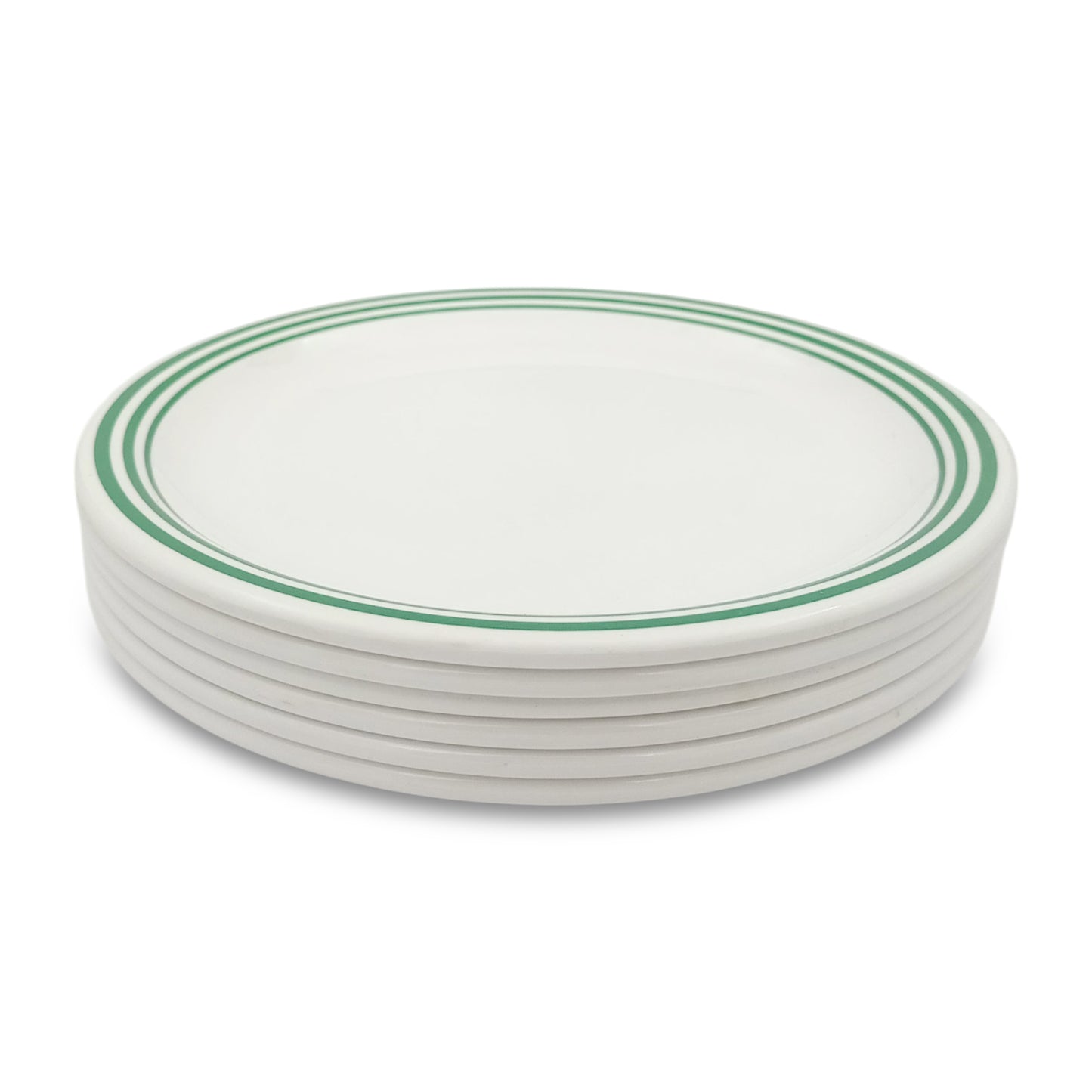 SUPERWARE | Pure melamine | Small Plate Set - Green Lines (7.5") | 6 Nos. | Stain Free, Glazed Finish