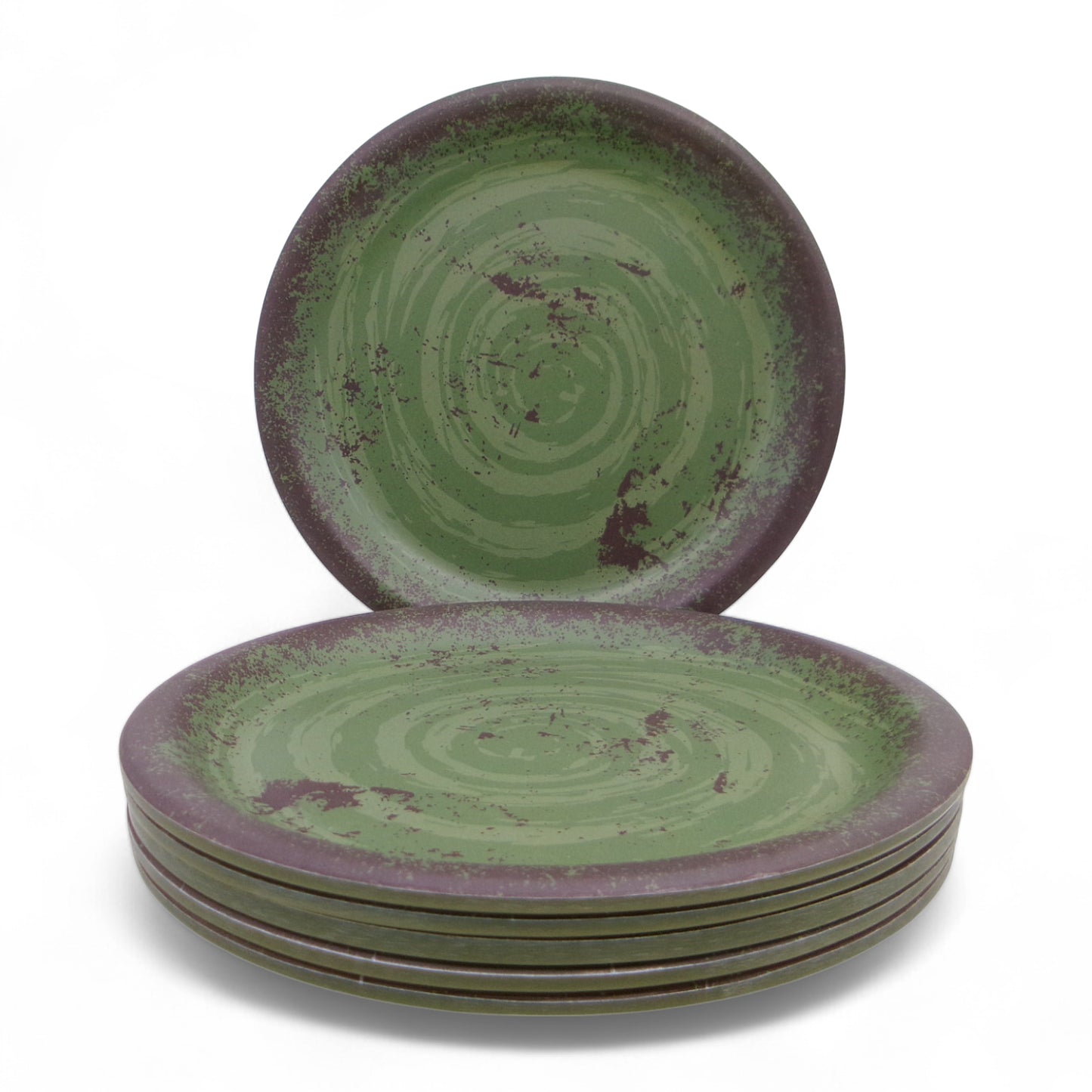 SUPERWARE | Pure Melamine | Dinner Plate Set - Rustic Q Olive Green (11.0") | 6 Nos. | Stain Free, Glazed Finish