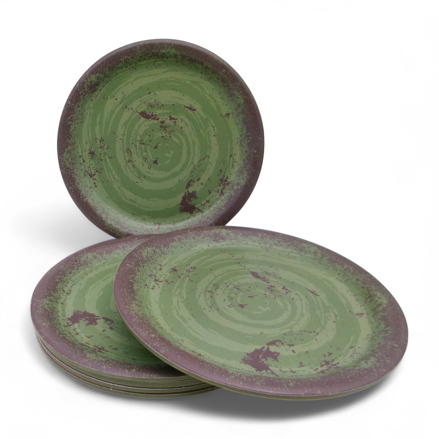 SUPERWARE | Pure Melamine | Dinner Plate Set - Rustic Q Olive Green (11.0") | 6 Nos. | Stain Free, Glazed Finish