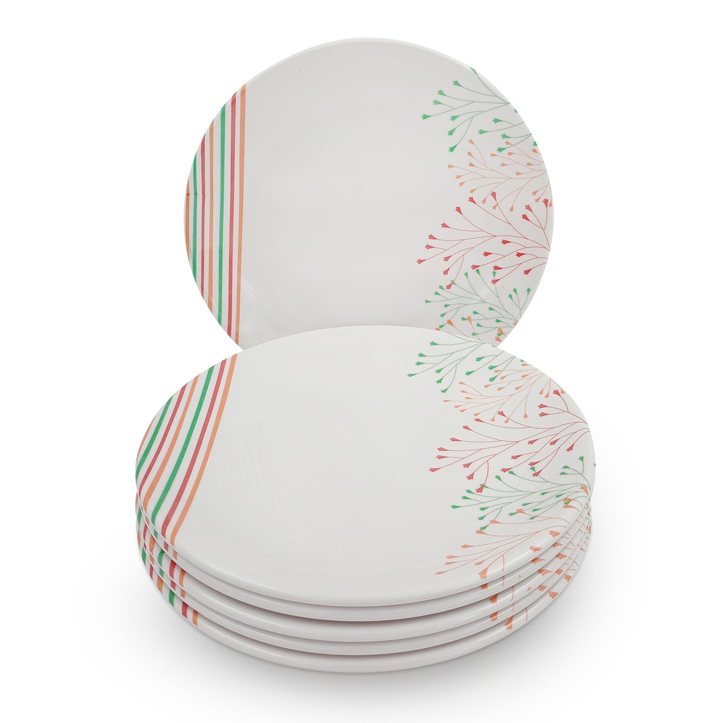 SUPERWARE | Pure Melamine | Buffet Plate Set – Rainbow (12.5”) | 6 Nos. | Stain Free, Glazed Finish