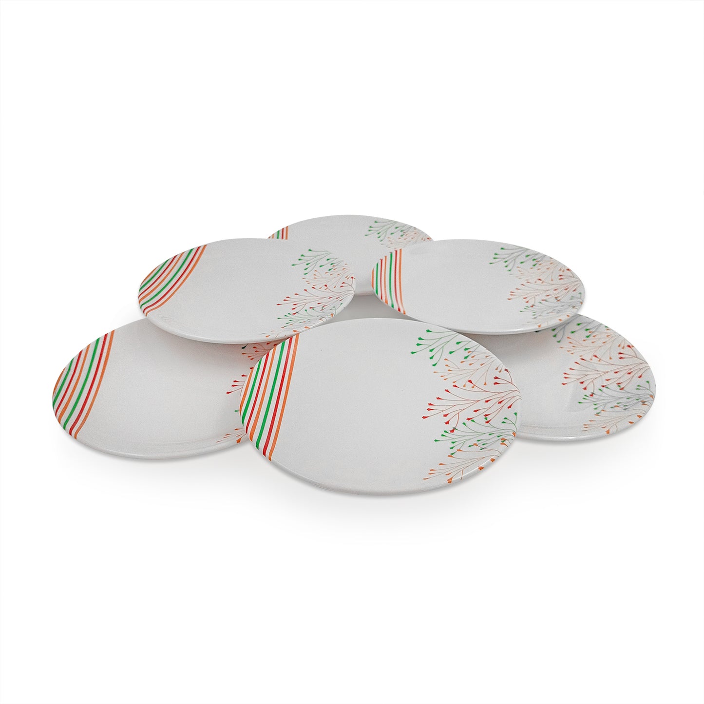 SUPERWARE | Pure Melamine | Buffet Plate Set – Rainbow (12.5”) | 6 Nos. | Stain Free, Glazed Finish