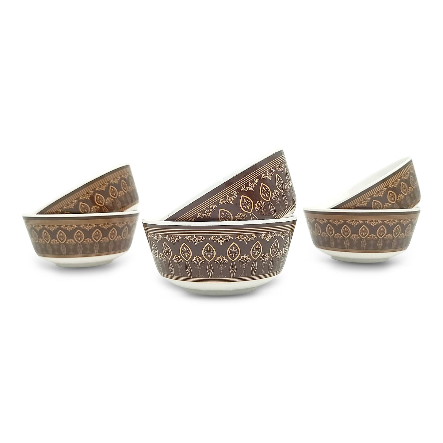 SUPERWARE | Pure Melamine | Bowl Set - Royal Golden Brown 4" | 6 Nos. | Stain Free, Glazed Finish