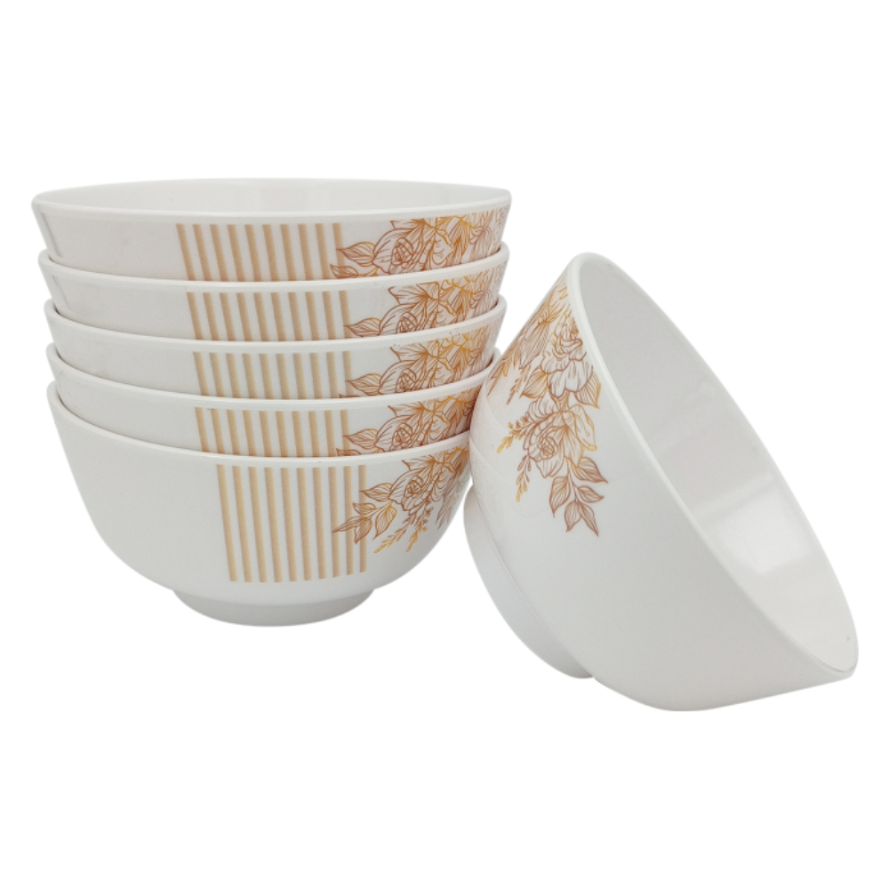 SUPERWARE | Pure Melamine | Katori Set - GOLD ROSE (3.5") | 6 Nos. | Stain Free, Glazed Finish