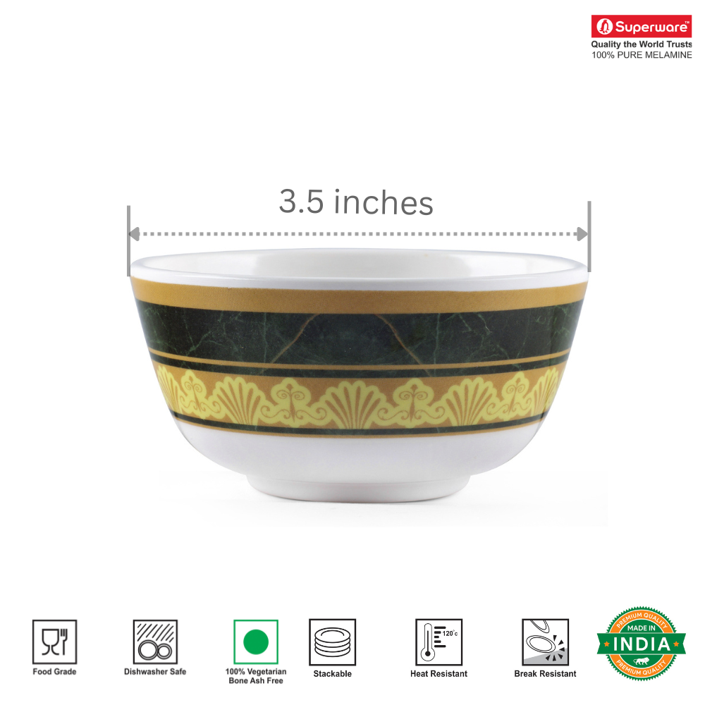 SUPERWARE | Pure Melamine | Katori Set - MAJESTIC (3.5")| 6 Nos.| Stain Free, Glazed Finish