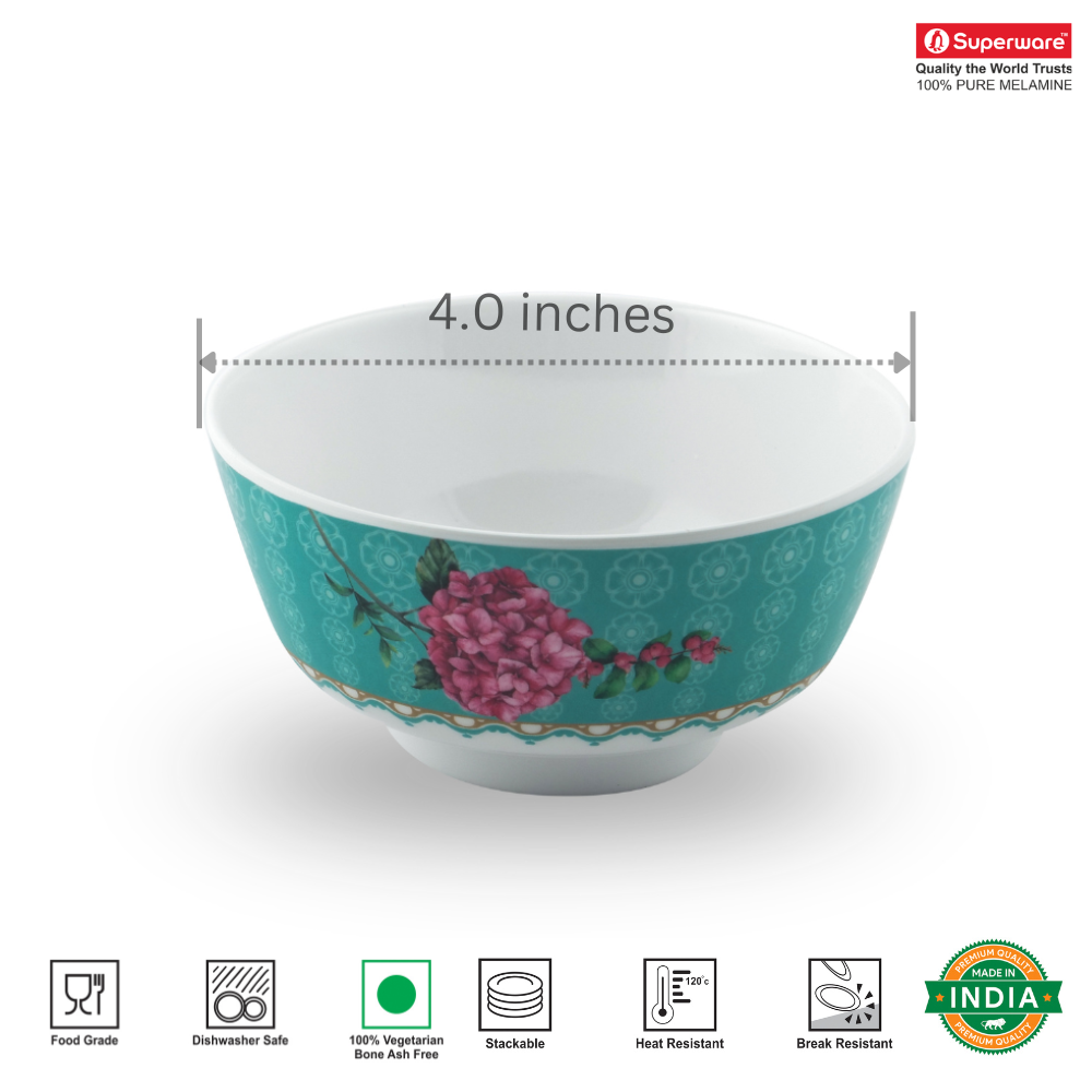 SUPERWARE | Pure Melamine | Bowl Set - Olender 4" | 6 Nos. | Stain Free, Glazed Finish