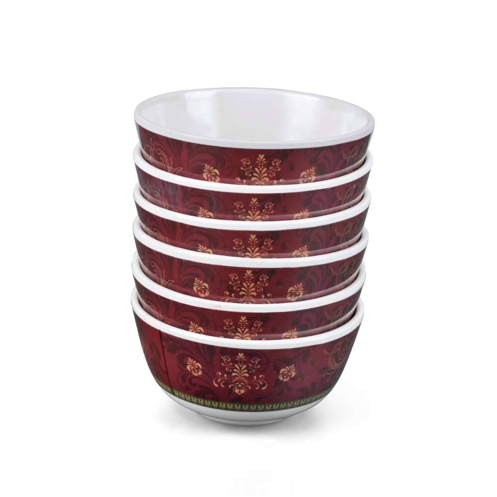 SUPERWARE | Pure Melamine | Katori Set - ORNAMENTAL (3.5") | 6 Nos. | Stain Free, Glazed Finish