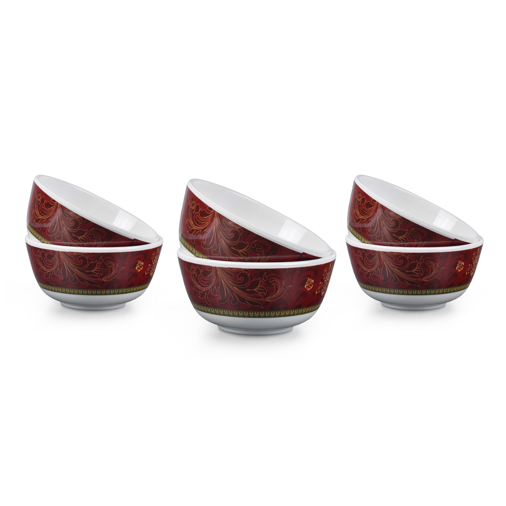 SUPERWARE | Pure Melamine | Katori Set - ORNAMENTAL (3.5") | 6 Nos. | Stain Free, Glazed Finish