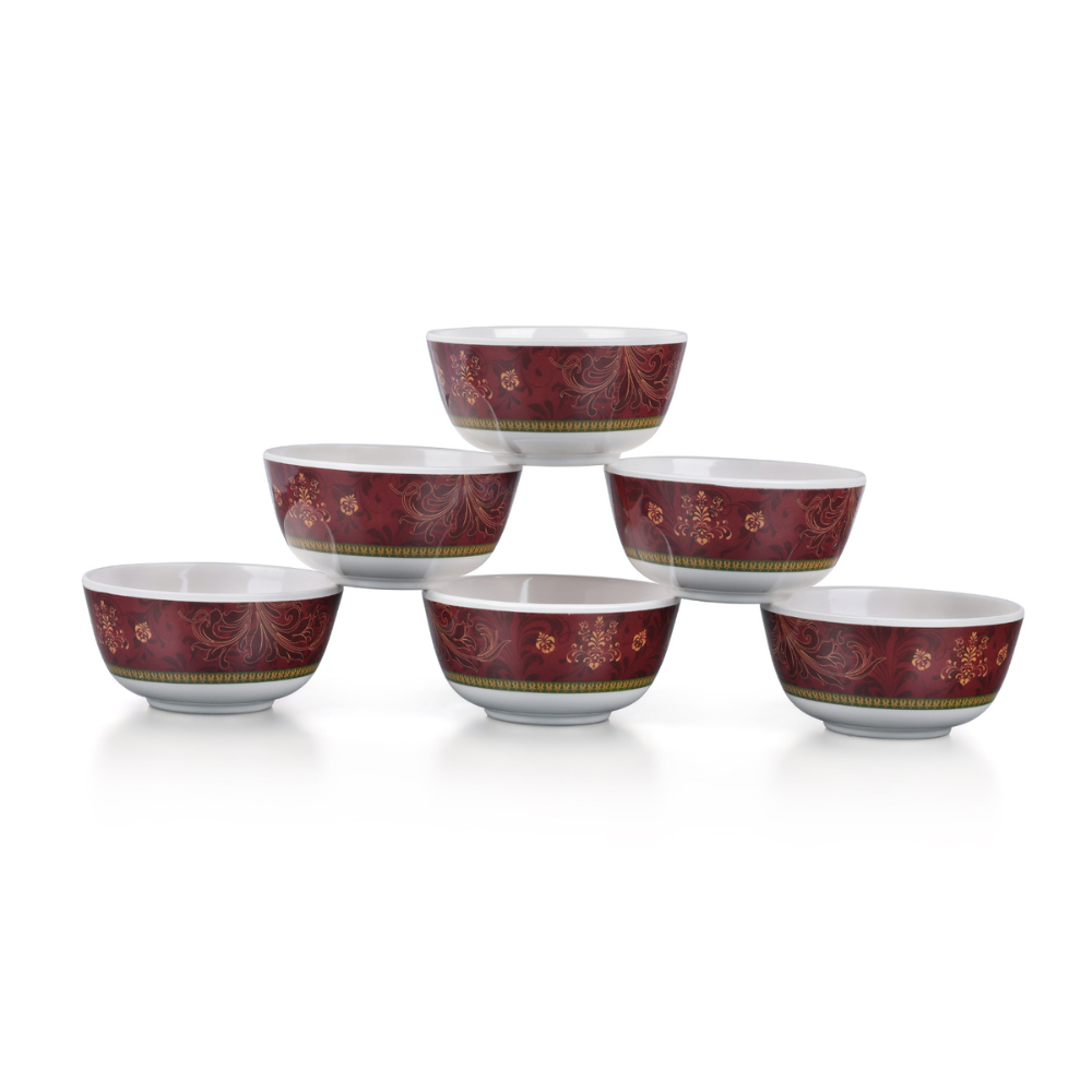 SUPERWARE | Pure Melamine | Katori Set - ORNAMENTAL (3.5") | 6 Nos. | Stain Free, Glazed Finish