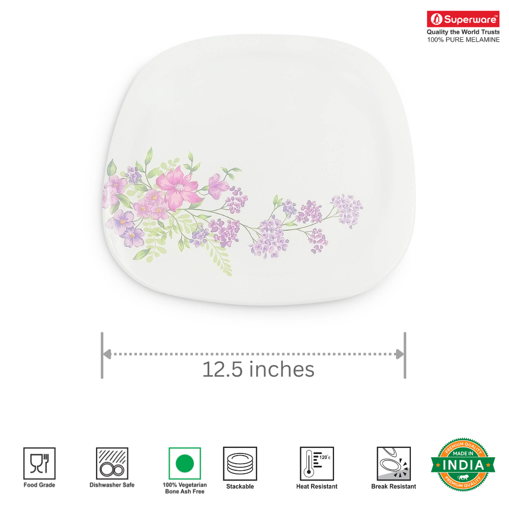 SUPERWARE, Plate Set - LILAC FLOWER | 6 Nos.