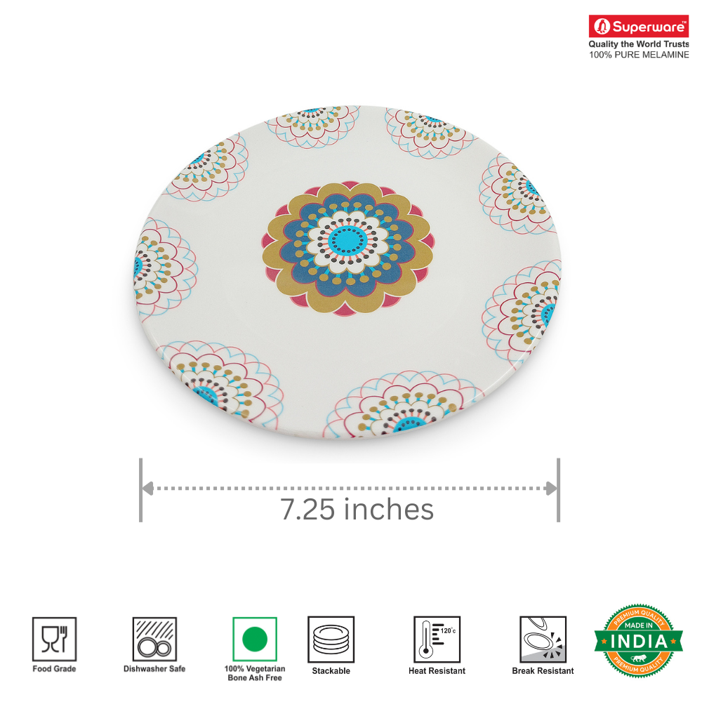 SUPERWARE, Plate Set - TURQUISE BLOOM | 6 Nos.