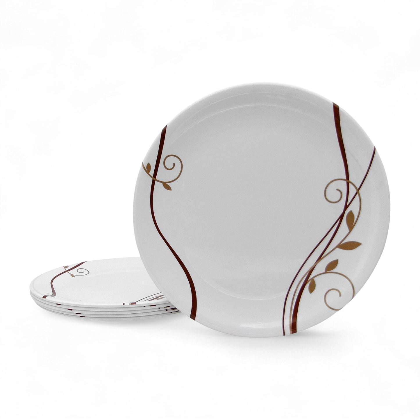 SUPERWARE | Pure Melamine | Buffet Plate Set – Spiral Fluer (12.5”) | 6 Nos. | Stain Free, Glazed Finish