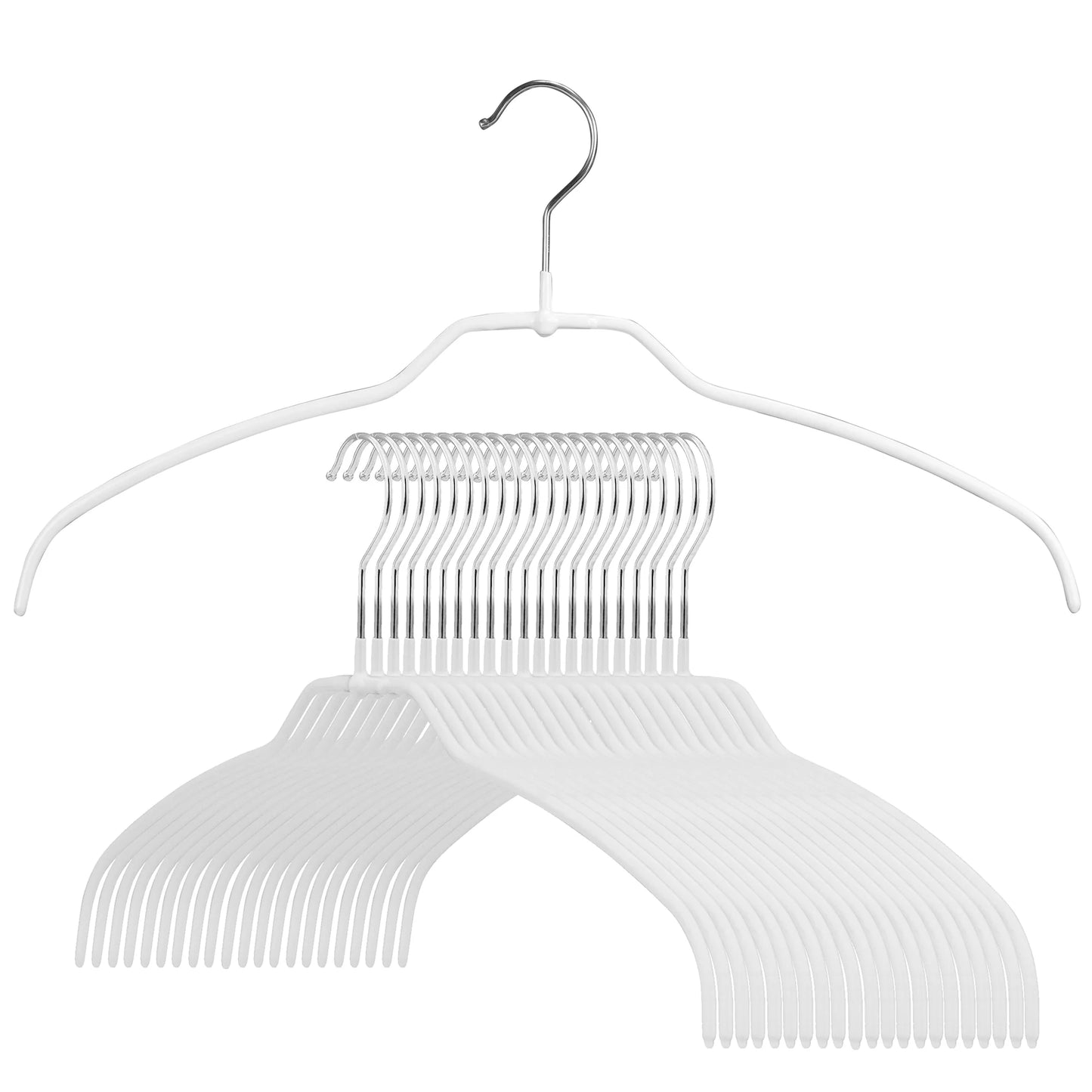MAWA | Made in Germany | Metal Hanger Set | Shirt Hanger | Silhouette 42/FT | Collar Shape | Non-Slip Coating | 360° Rotatable Swivel Hook | Space Saver | 20 Pieces