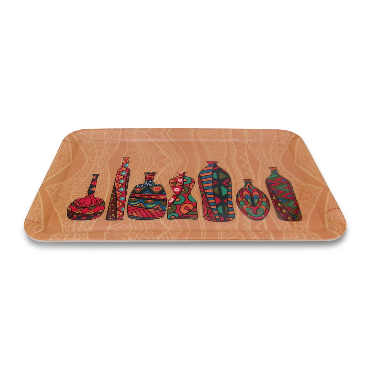 SUPERWARE | Pure Melamine | Retro Tray Set - African Vases | Set Of 3 Pcs.| Stain Free, Glazed Finish