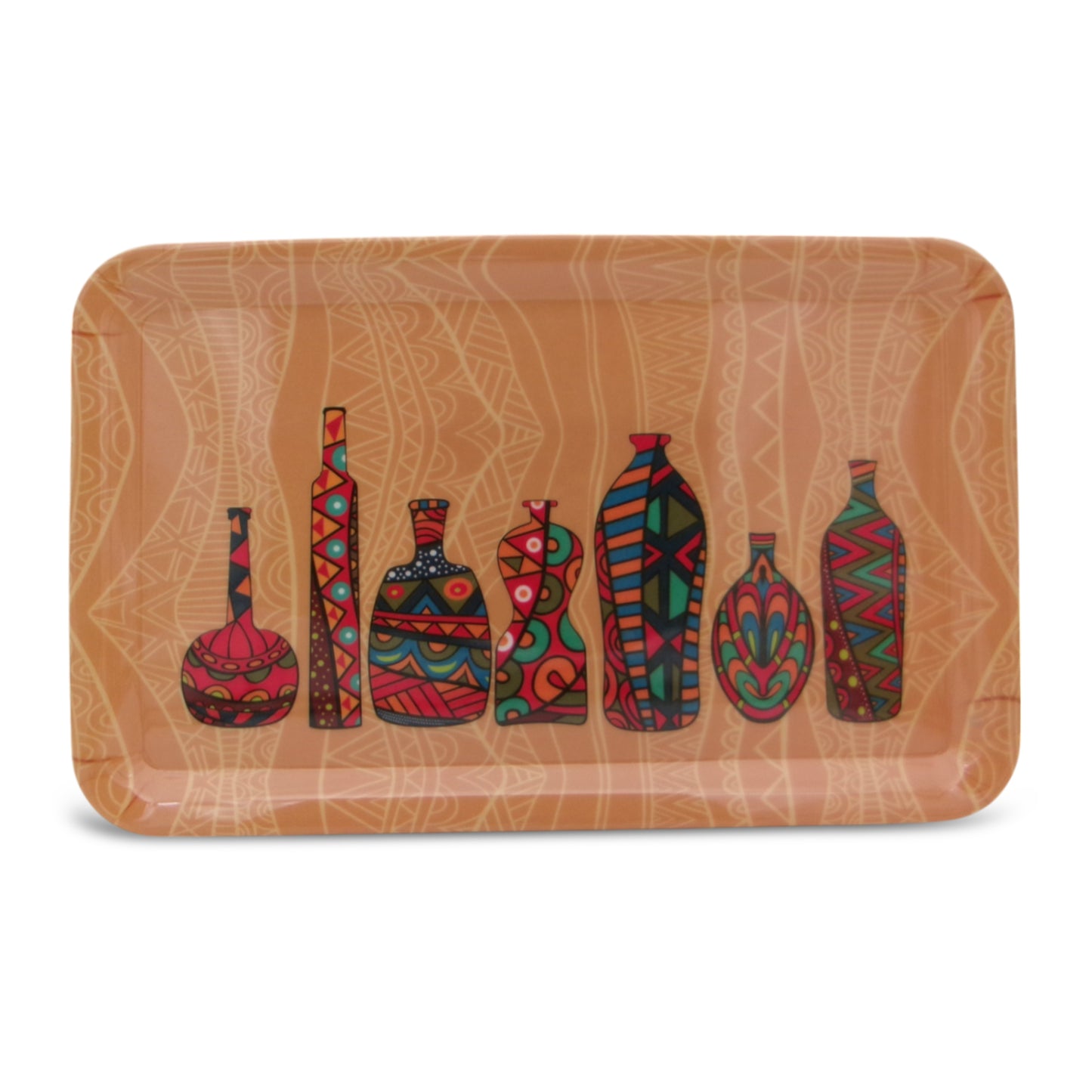 SUPERWARE | Pure Melamine | Retro Tray Set - African Vases | Set Of 3 Pcs.| Stain Free, Glazed Finish