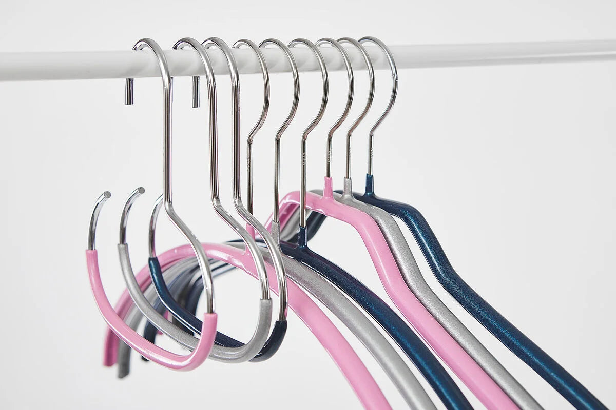 MAWA | Made in Germany | Metal Hanger Set | Top Hanger | Economic 40/P | Non-Slip Coating | 360° Rotatable Swivel Hook | Space Saver | 10 Pieces