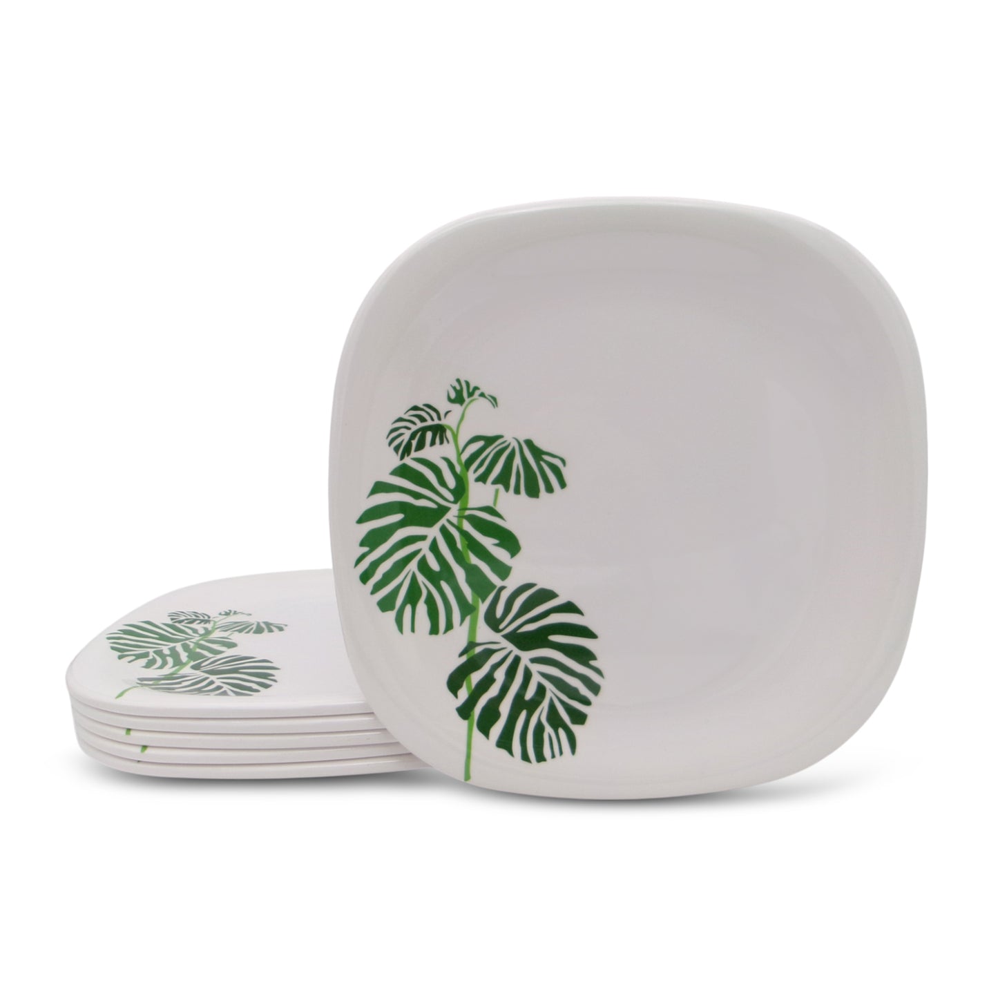 SUPERWARE | Pure Melamine | Small Plate Set - Swiss Leave (7.5") | 6 Nos. | Stain Free, Glazed Finish