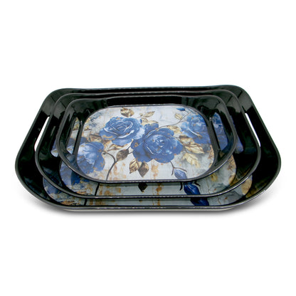 SUPERWARE | Pure Melamine | Rando Tray Set - Naptune Rose | Set Of 3 Pcs.| Stain Free, Glazed Finish