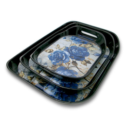 SUPERWARE | Pure Melamine | Rando Tray Set - Naptune Rose | Set Of 3 Pcs.| Stain Free, Glazed Finish