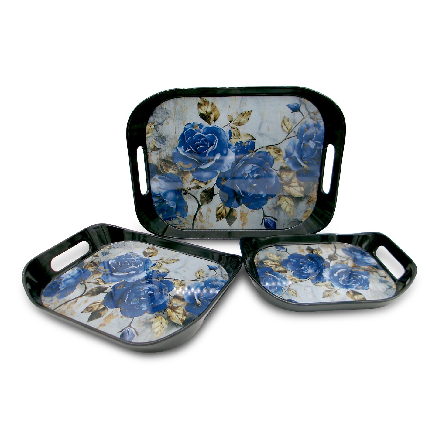 SUPERWARE | Pure Melamine | Rando Tray Set - Naptune Rose | Set Of 3 Pcs.| Stain Free, Glazed Finish