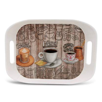 SUPERWARE | Pure Melamine | Rando Tray Set - Coffee Club | Set Of 3 Pcs.| Stain Free, Glazed Finish