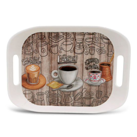 SUPERWARE | Pure Melamine | Rando Tray Set - Coffee Club | Set Of 3 Pcs.| Stain Free, Glazed Finish