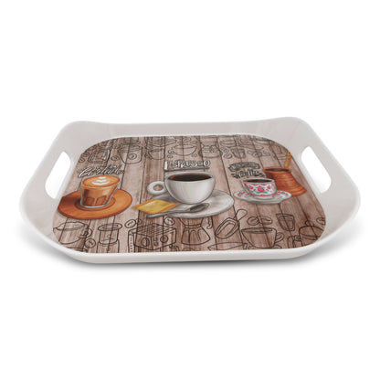 SUPERWARE | Pure Melamine | Rando Tray Set - Coffee Club | Set Of 3 Pcs.| Stain Free, Glazed Finish