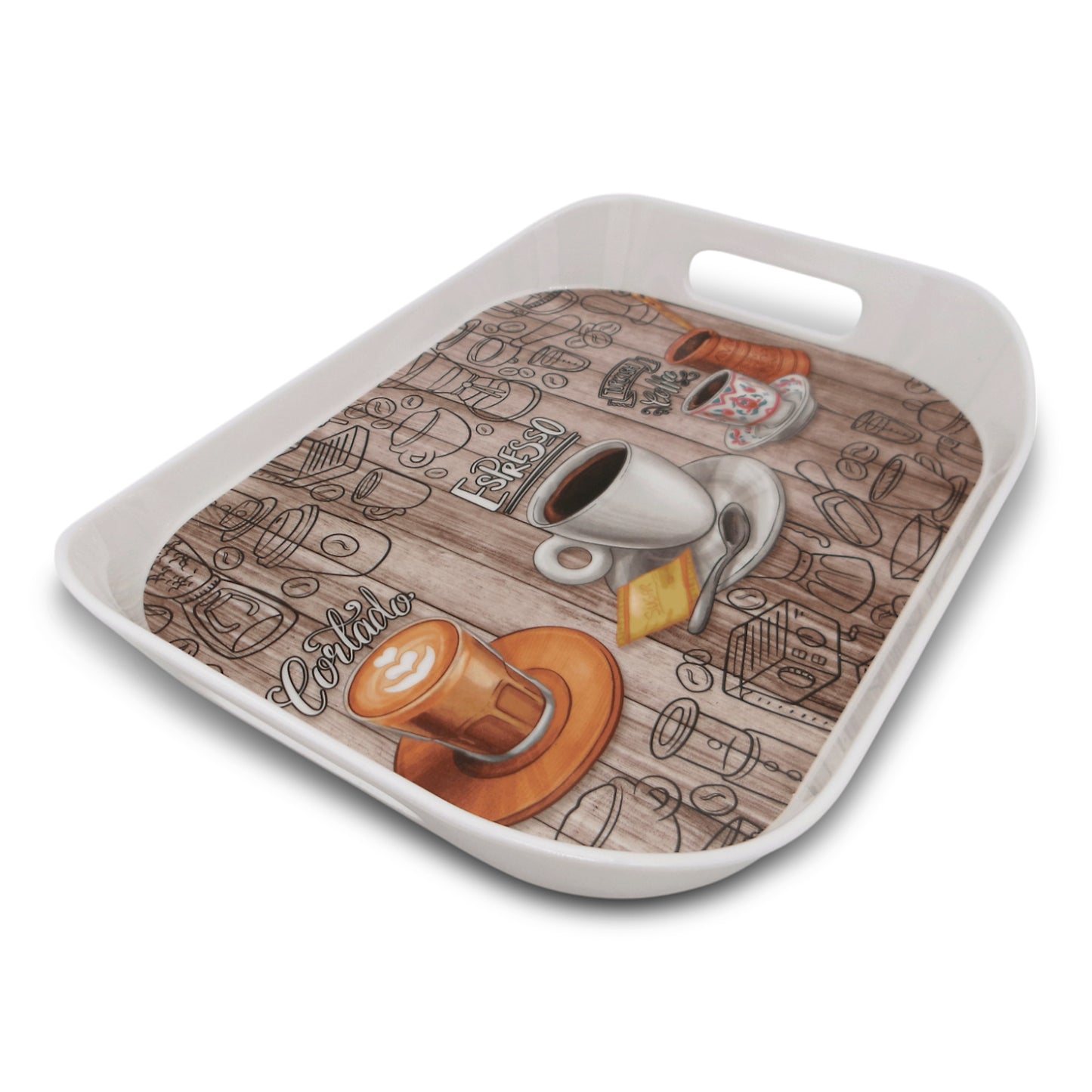 SUPERWARE | Pure Melamine | Rando Tray Set - Coffee Club | Set Of 3 Pcs.| Stain Free, Glazed Finish