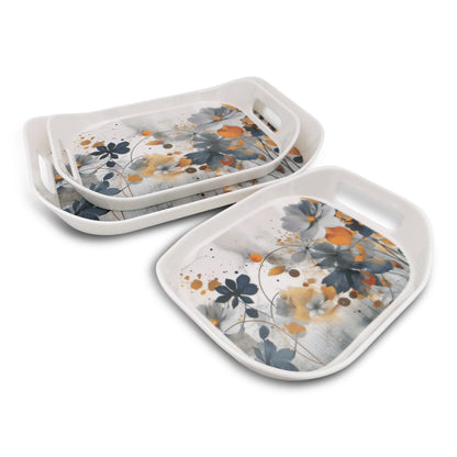 SUPERWARE | Pure Melamine | Rando Tray Set - Cottage Garden | Set Of 3 Pcs.| Stain Free, Glazed Finish