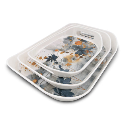 SUPERWARE | Pure Melamine | Rando Tray Set - Cottage Garden | Set Of 3 Pcs.| Stain Free, Glazed Finish