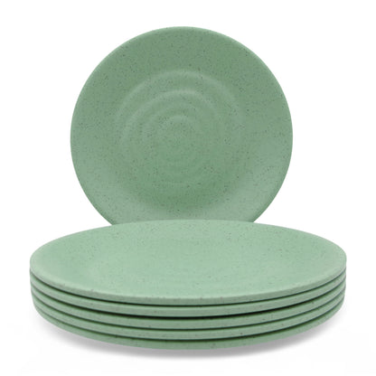 SUPERWARE | Pure Melamine | Round Dinner Plate Set - Green Sand (11.0") | 6 Nos. | Stain Free, Glazed Finish