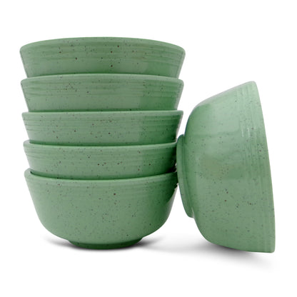 SUPERWARE | Pure Melamine | Classic Plus Bowl Set - Green Sand 4" | 6 Nos. | Stain Free, Glazed Finish