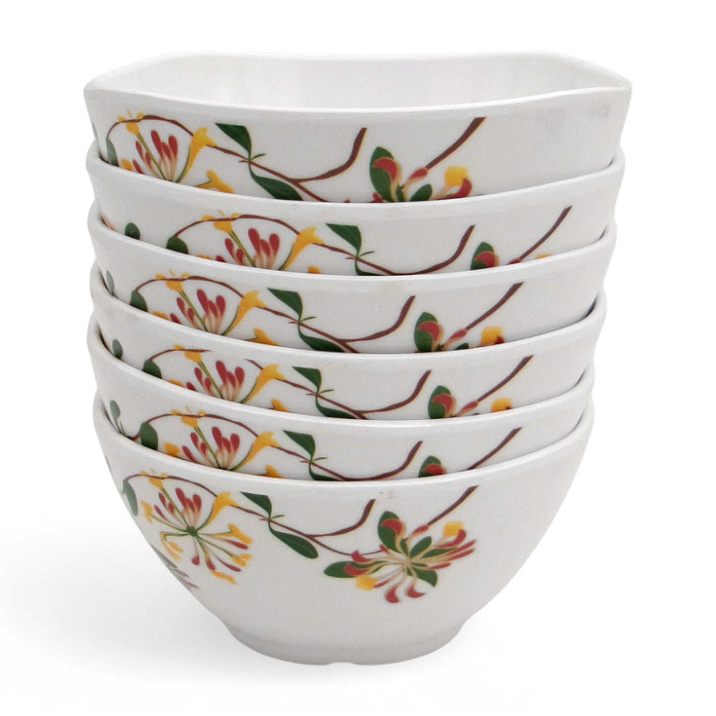 SUPERWARE | Pure Melamine | Bowl Set - Botanic Flower 4" | 6 Nos. | Stain Free, Glazed Finish
